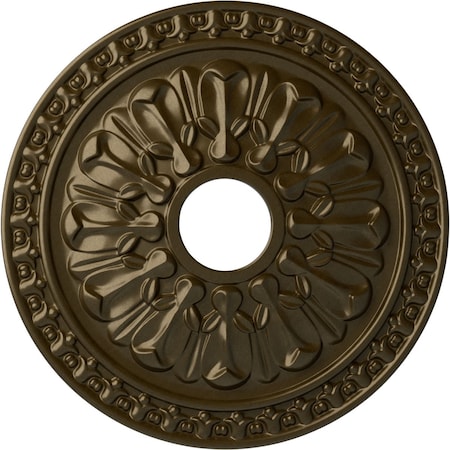 Ekena Millwork Warsaw Ceiling Medallion (Fits Canopies up to 3 1/2"), Hnd-Painted Brass, 18"OD x 3 1/2"ID x 1 3/8"P CM18WABRS